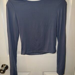 Women's Long Sleeve Top - Blue/grey